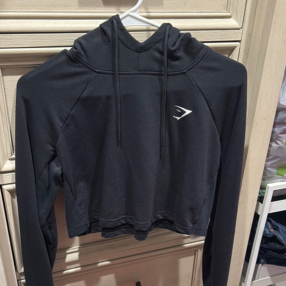 Black Gymshark Women's Cropped Hoodie